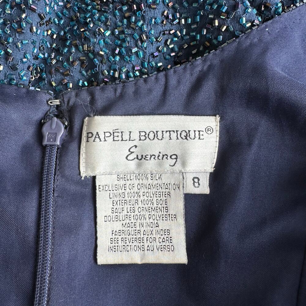 Evening Party Dress, Blue Sequins, Size 8 - Picture 4 of 11